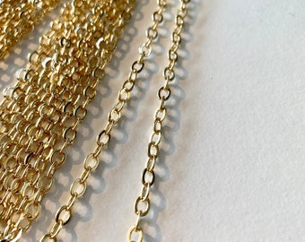 Jewelry supplies, jewelry findings, Gold Chain, Gold Rolo, Gold jewelry, jewelry making, soldered, 5mm by 4mm wide, Gold findings