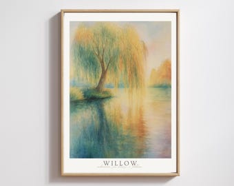 Willow Tree Watercolor Print | Cottagecore Landscape (Digital Download)