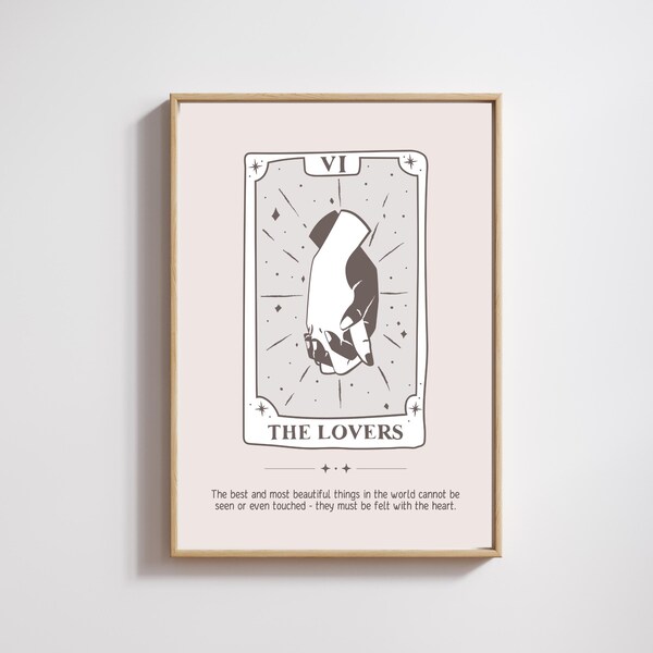 The Lovers Tarot Card Print: Romantic Boho Wall Art (Digital Download)