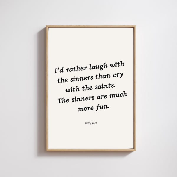 Billy Joel Lyrics Print: Retro Music Room Wall Art (Digital Download)