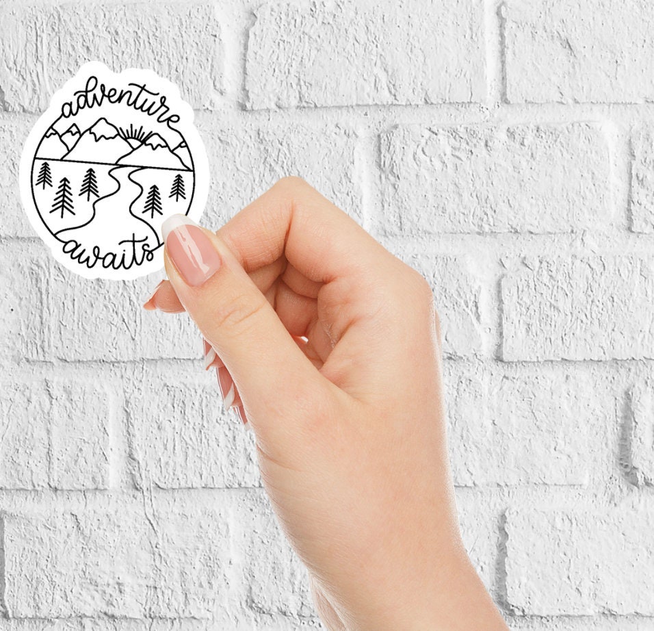 Adventure Awaits Waterproof Sticker | Mountain, Sun Decal - Etsy
