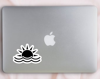 Sun and waves sticker / beach lover sticker / beach sticker  / sun sticker for laptop / laptop decals / water bottle sticker / sun and waves