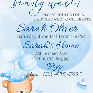 Bear Balloons Baby Shower Invitation Template, We Can Bearly Wait, Gender Neutral Baby Bear Invite, Printable Brown Shower Invite, Editable
