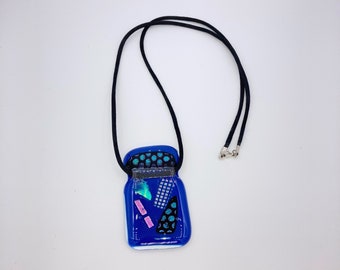 Funky Fused Glass Pendant Necklace