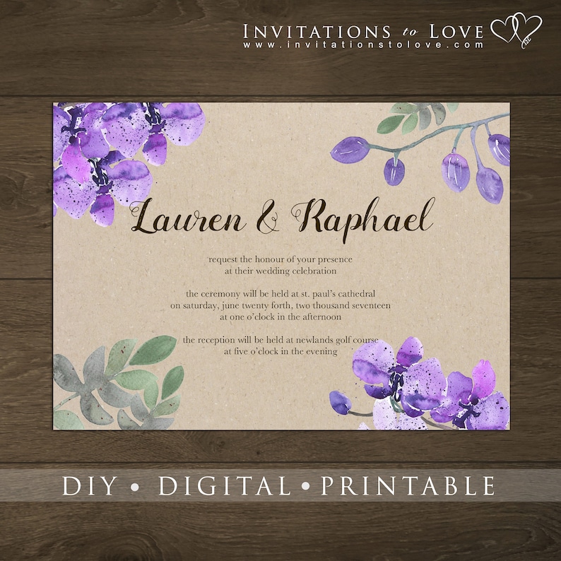 Full Suite Wedding Invitations DIY Custom Digital Wedding Stationary Rustic Floral INSTANT DOWNLOAD Printable Wedding Stationary