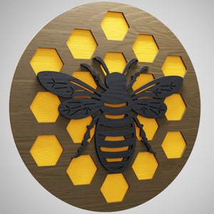 Bee HoneyComb Sign Glowforge Laser Cut Project File SVG