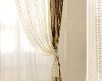 Sparkle Silver Squared White Sheer Curtain Voile Panel Etsy