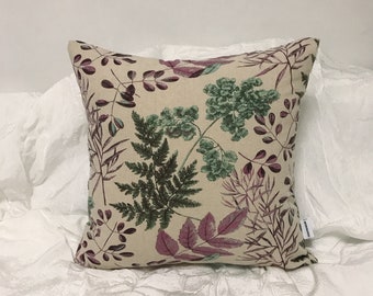 Modern Vintage Purple Green Leaf Pattern Cushion Cover with Natural Beige Decorative Square Pillow Case 18 20 26 in