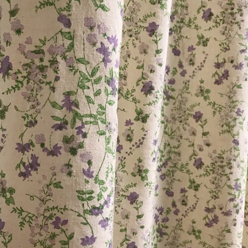 Modern Vintage Yellow Green Floral Pattern Washed Cotton - Etsy