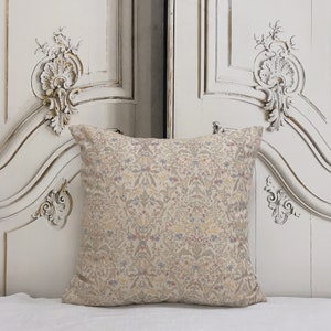 Modern Vintage Muted Multicolor Floral Pattern Cushion Case with Natural Beige Background Decorative Square Pillow Cover 18 20 26 in