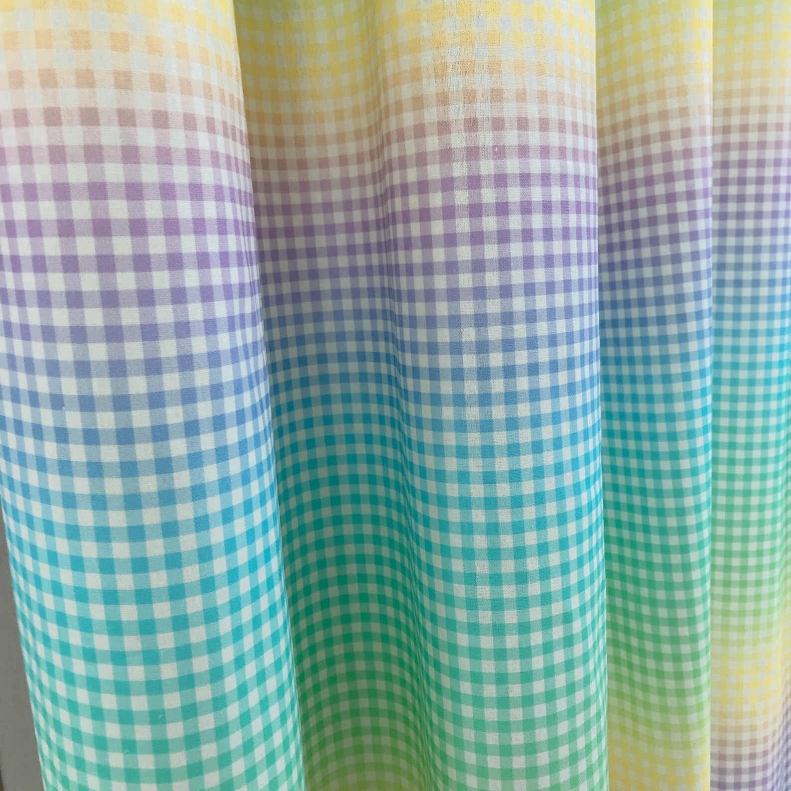 Rainbow Gradient Print Pattern Washed Linen Cotton Curtain Drapery ...