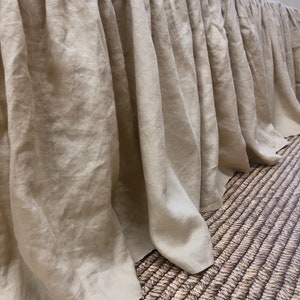 Modern Vintage Beige Washed Linen Bedskirt Linen Dust Ruffle Twin Queen Full King CalKing Various Ruffle Length Custom-made