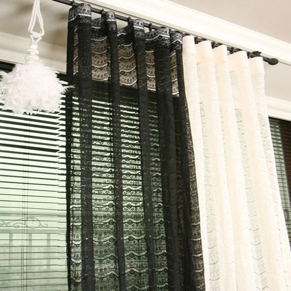 Black Lace pure gordijn draperie Panel | Etsy Black Lace pure gordijn draperie Panel | Etsy