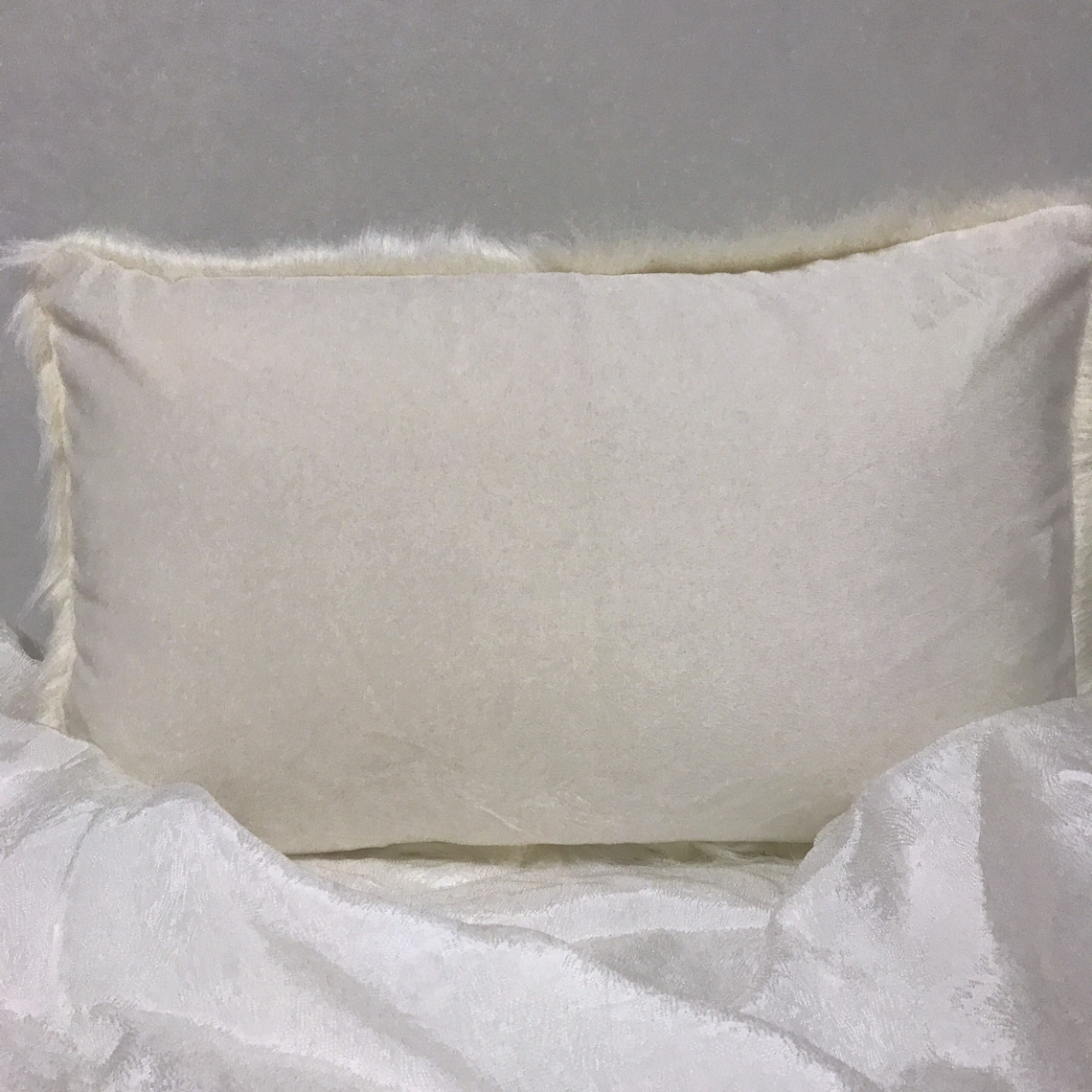 White Soft Faux Fur Rectangle Cushion Cover 23 inches Length Etsy
