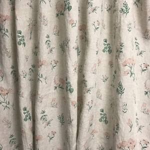 Modern Vintage Pale Baby Pink Floral Pattern Washed Linen Curtain Light ...