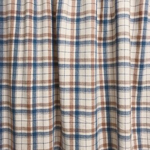 Ivory Blue Tartan Plaid Tan Accent Curtain Flannel Wool Blends Soft ...