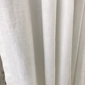 Modern Vintage White Washed Linen Curtain Drapery Panel 51 Width Various Lengths Custom Drapes