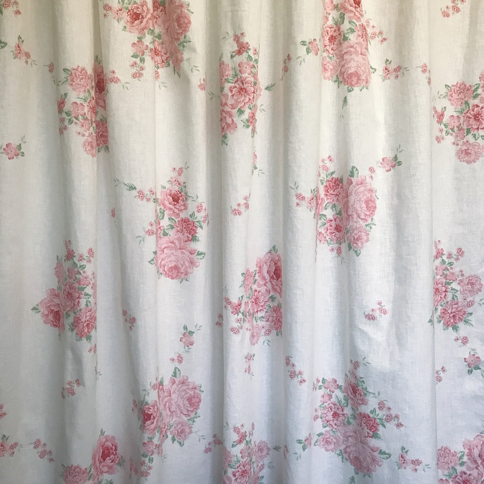 Vintage Pink Large Floral Pattern Washed Linen Cotton Curtain | Etsy
