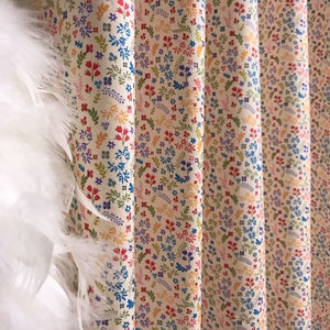 Tiny Flowers and Leaves Patterned Cotton Curtain Drapery Panel 39 Width Various Lengths Custom Drapes Nursery Curtains for Baby Room