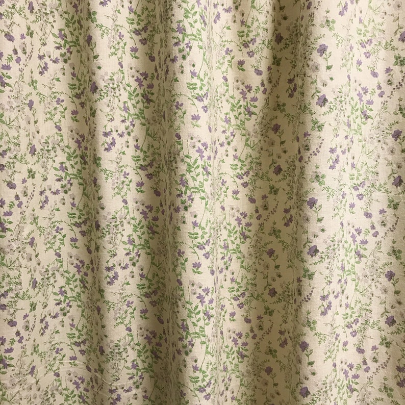 Modern Vintage Purple Green Floral Pattern Washed Cotton - Etsy