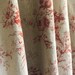 Modern Vintage Red Floral Pattern Bio Washed Linen Cotton Curtain Raw Natural Linen Background Drapery Panel 55 Width Various Custom Lengths 
