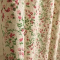 Modern Vintage Pink Green Floral Pattern Washed Cotton Curtain Natural Beige Background Drapery Panel 53 Width Various Length Custom Drapes product logo