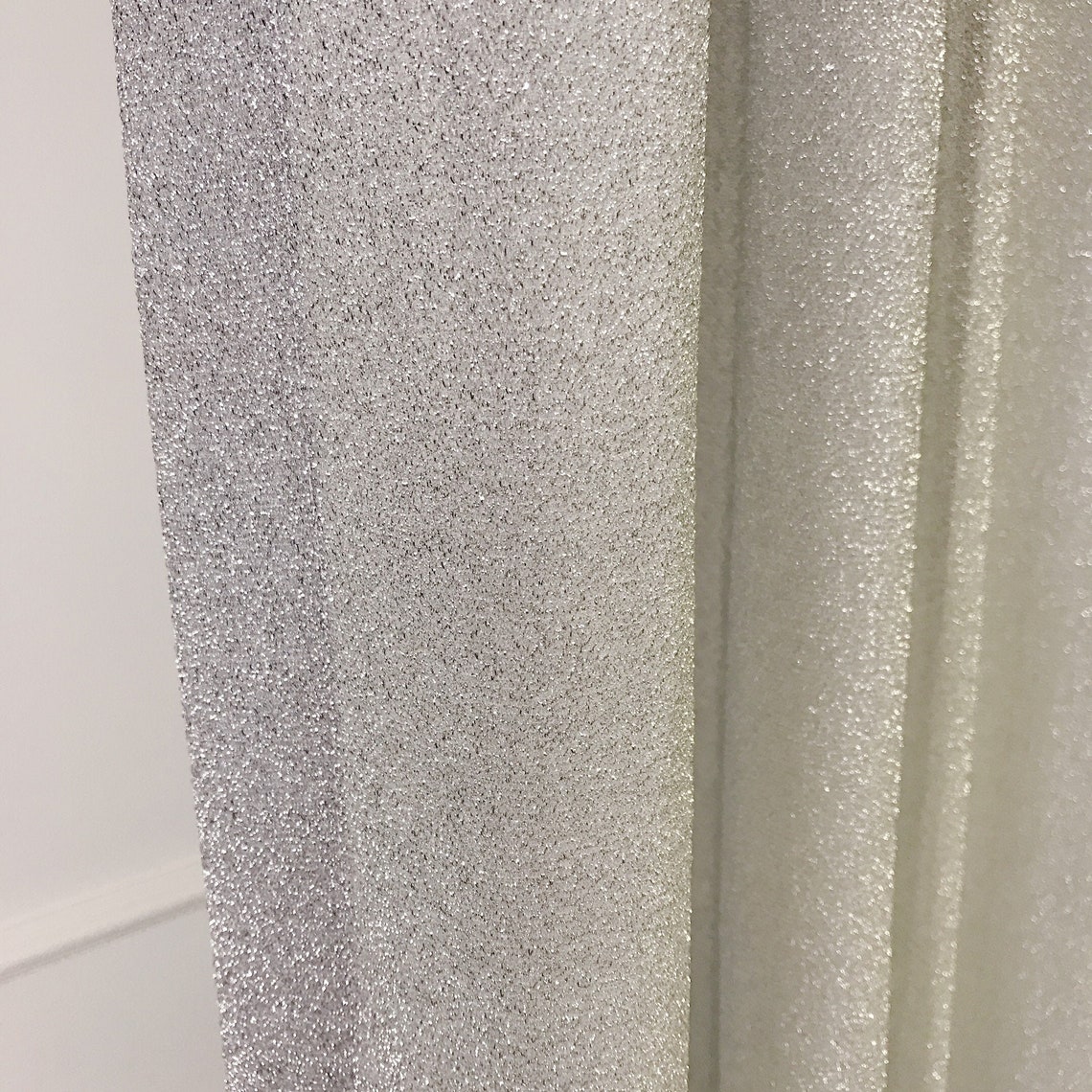 Silver Sparkle Sheer Curtain Drapery Panel 64 84 90 96 inch Etsy