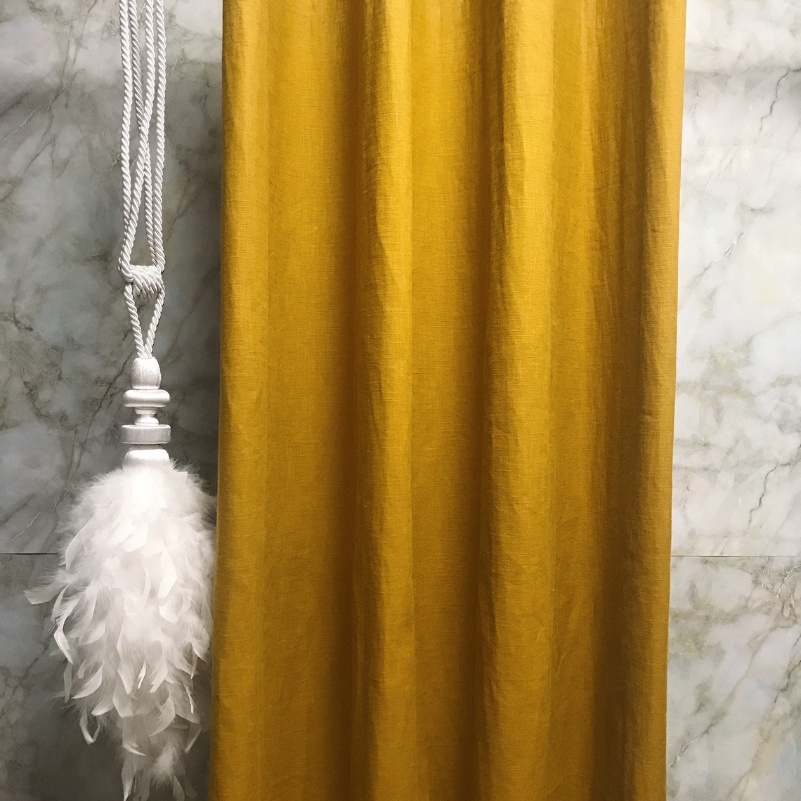 Mustard Colored Linen Curtain Panel 64 71 84 90 96 108 inch Etsy