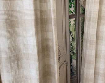 Modern Vintage Natural Beige Floral Pattern Washed Linen Cotton Curtain ...