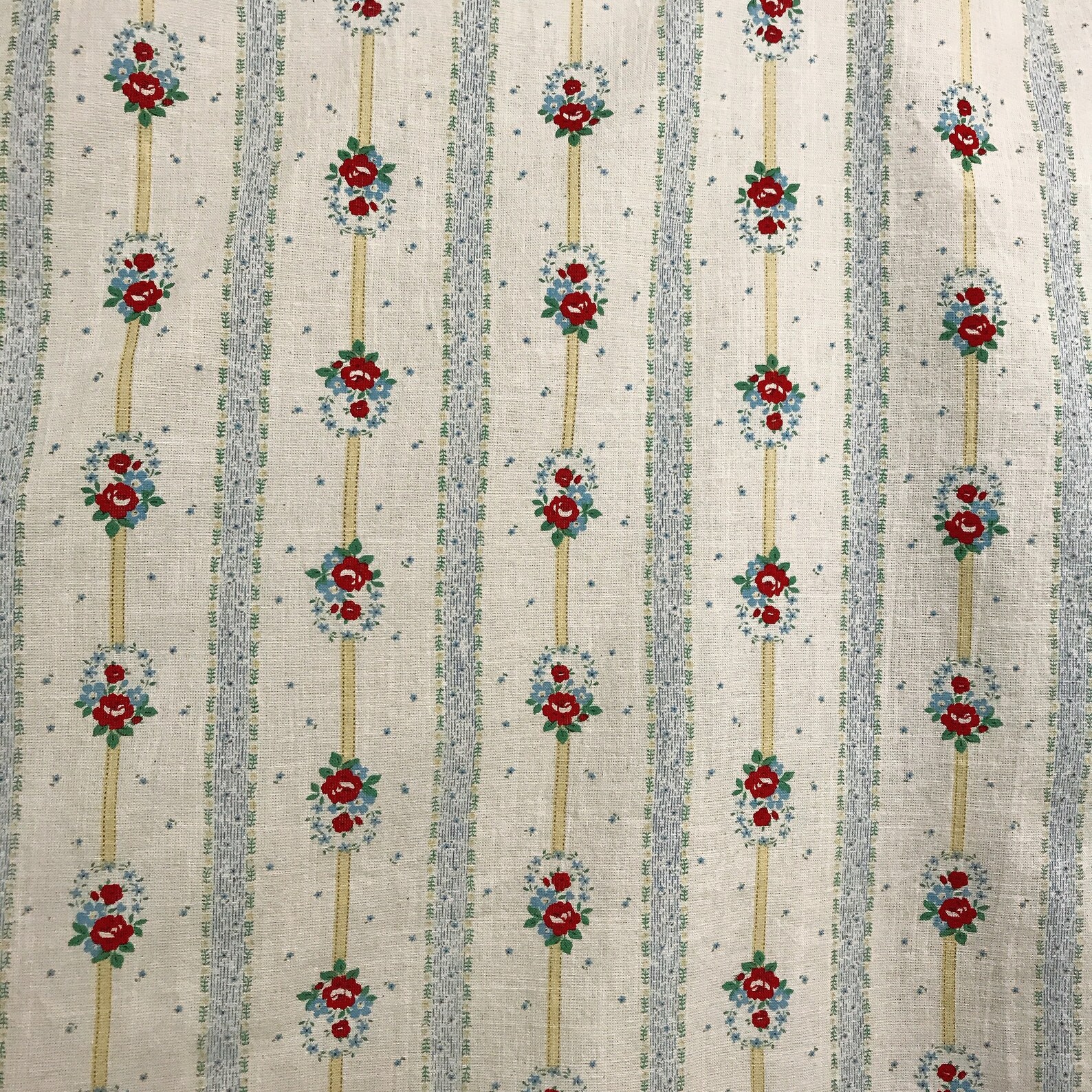 Modern Vintage Red Floral Pattern With Yellow Vertical Stripes - Etsy