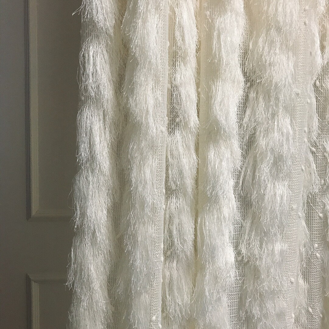 Ivory Sheer With Fringes Accents Drapery Curtain Panel 63 84 90 96 Inch