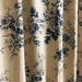 Modern Vintage Blue Floral Pattern Bio Washed Linen Cotton Curtain Raw Natural Linen Background Drapery Panel 55 inch Width Various Lengths 