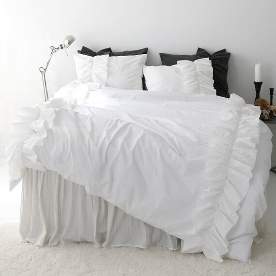 Ivory Frilled Duvet Cover Sham Pillow Cover High Density Etsy