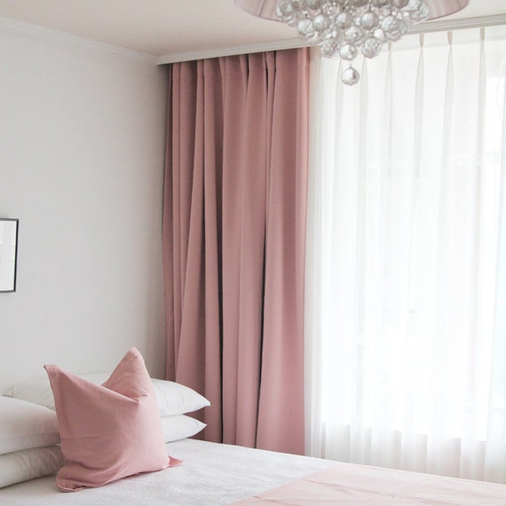 Pale Pink Solid Blackout Curtain Nursery Curtain Drapes Etsy