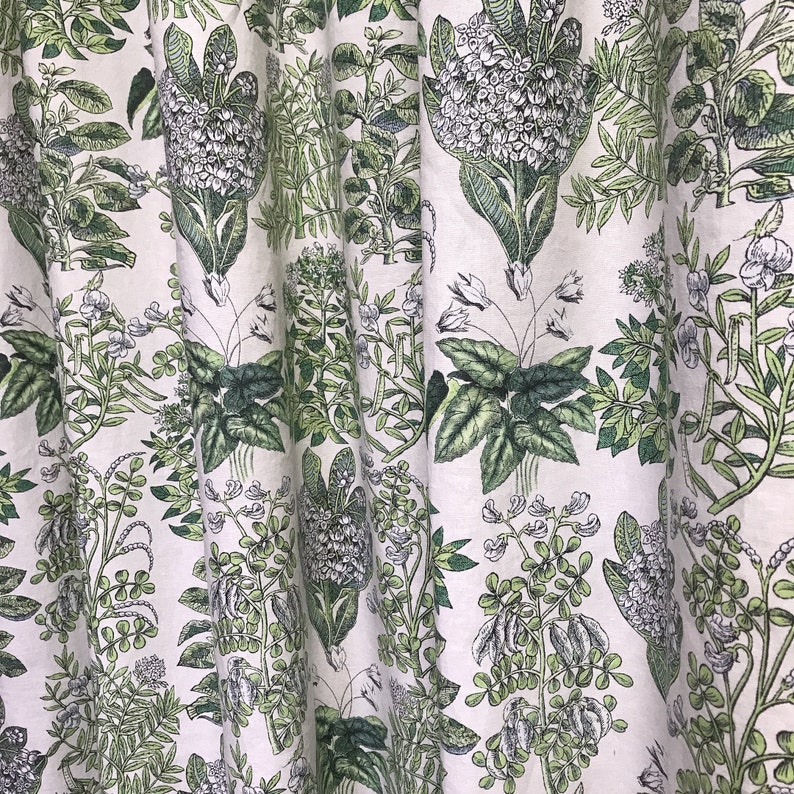 Modern Vintage Green Botanical Big Pattern Washed Linen Cotton - Etsy