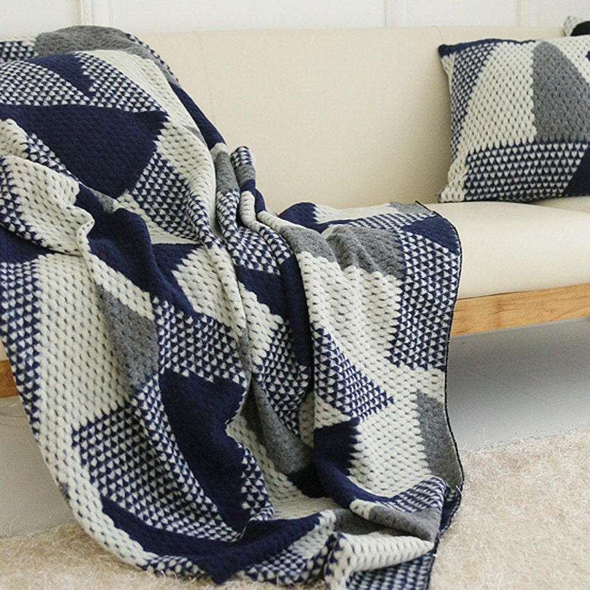 Wool Blended Decorative Knit Blanket Throw Blanket Etsy
