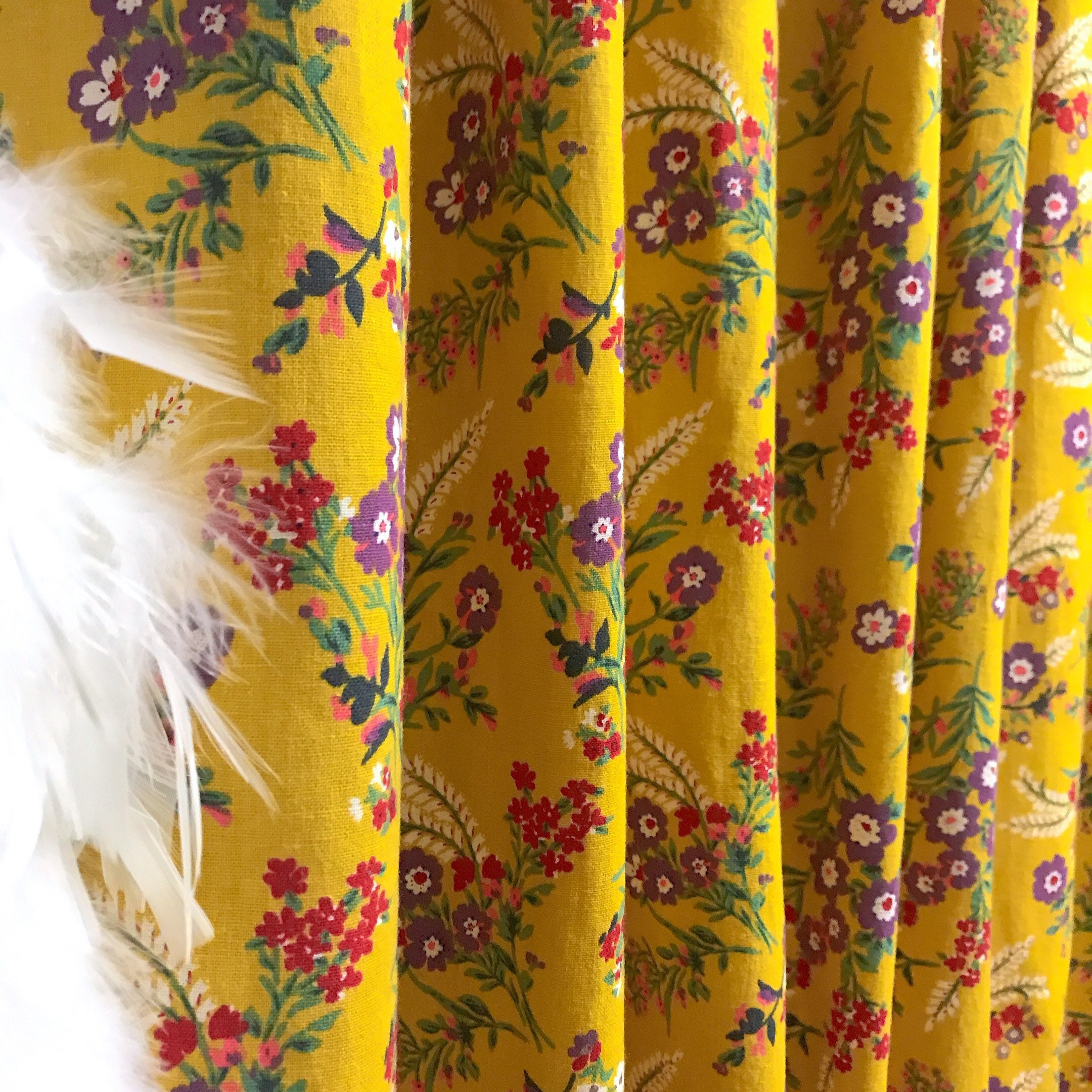 Modern Vintage Wildflower Pattern Bio Washed Linen Cotton | Etsy UK