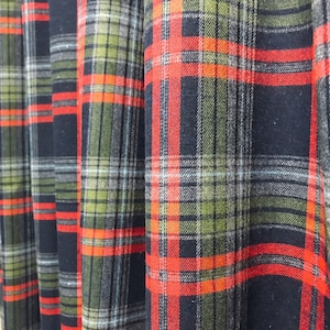 Modern Vintage Navy Tartan Plaid Pattern Curtain Check Wool Blends Drapery Panel 53 Width Various Lengths Custom Drapes