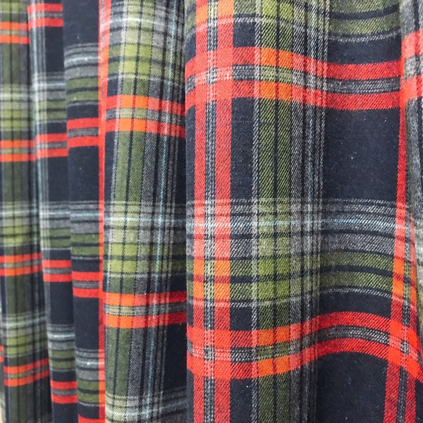 Modern Vintage Navy Tartan Plaid Pattern Curtain Check Wool Blends Drapery Panel 53 Width Various Lengths Custom Drapes