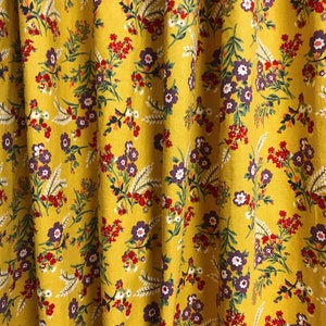 Modern Vintage Wildflower Pattern Bio Washed Linen Cotton Curtain ...