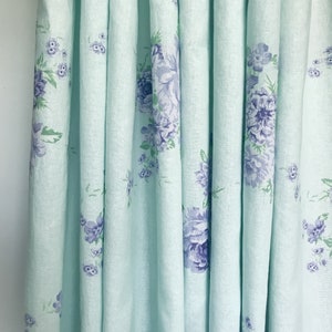 Modern Vintage Purple Large Floral Pattern Washed Linen Cotton Curtain ...