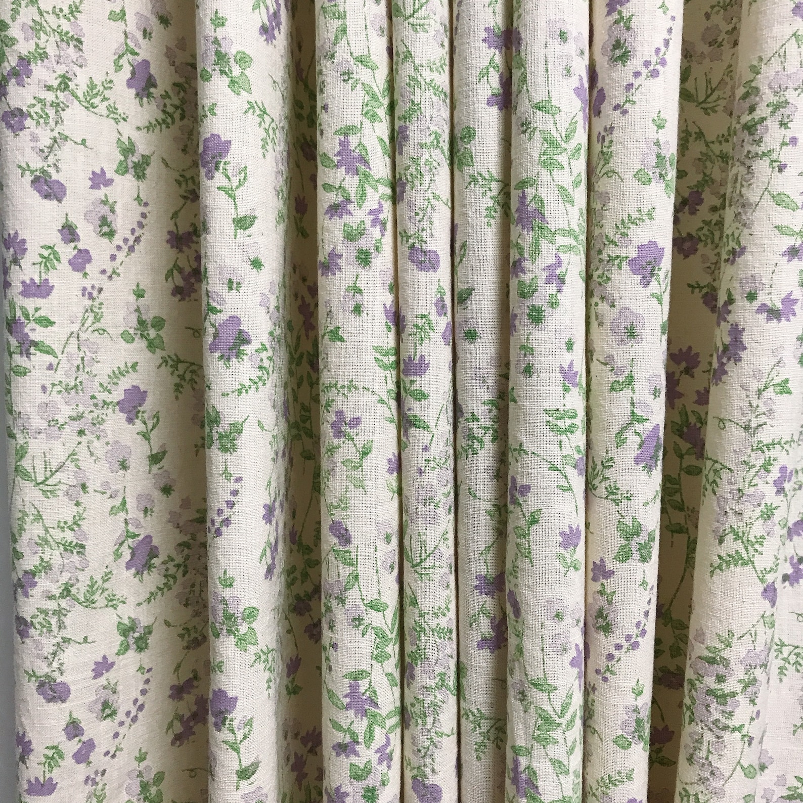 Modern Vintage Purple Green Floral Pattern Washed Cotton - Etsy