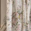 Modern Vintage Muted Pink Brown Floral Pattern Linen Cotton Curtain White Background Drapery 53 Width Various Lengths Custom Drapes product logo