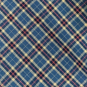 Modern Vintage Indigo Blue Pink Plaid Check Washed Cotton Curtain Deep Blue Background Drapery Panel 53 Width Various Lengths Custom Drapes