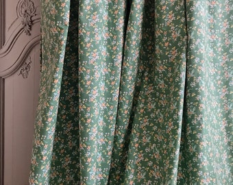 Modern Vintage Mood Peach Yellow Floral Pattern Cotton Curtain Light Olive Background Drapery Panel 39 Width Various Lengths Custom Drapes