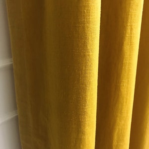 Mustard Colored Linen Curtain Drapery Panel 50 Width Various Lengths Custom Drapes Width Window Treatments