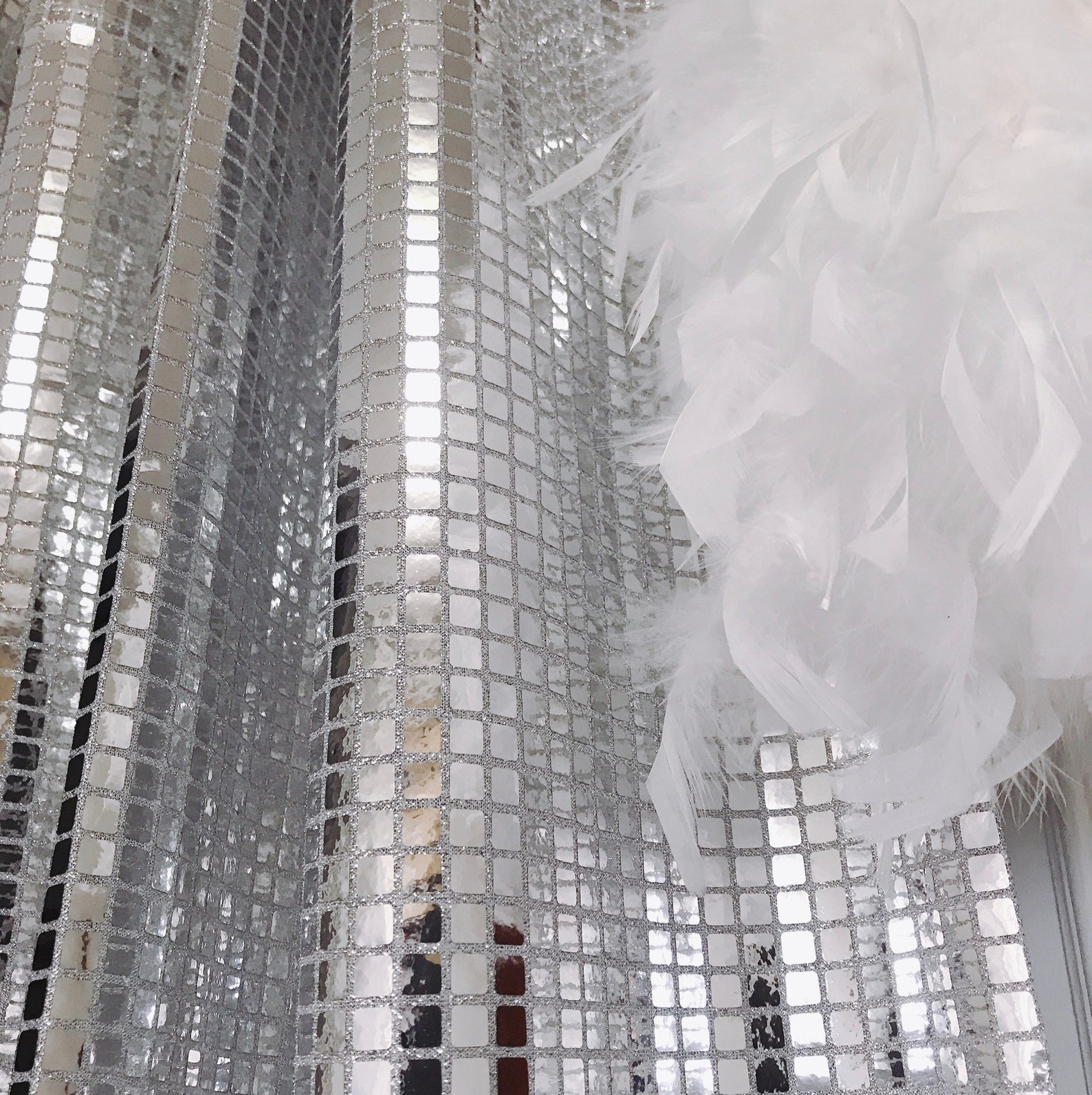 Glamorous Silver Metallic Plaids Curtain Decorative Drapery Etsy