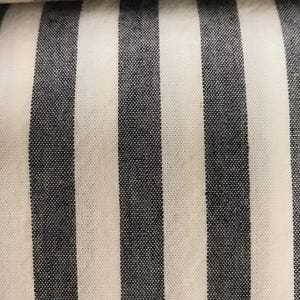 Modern Vintage Soft Faded Black Striped Curtain with Ivory Background Cotton Drapery Panel 55 Width Various Lengths Custom Drapes