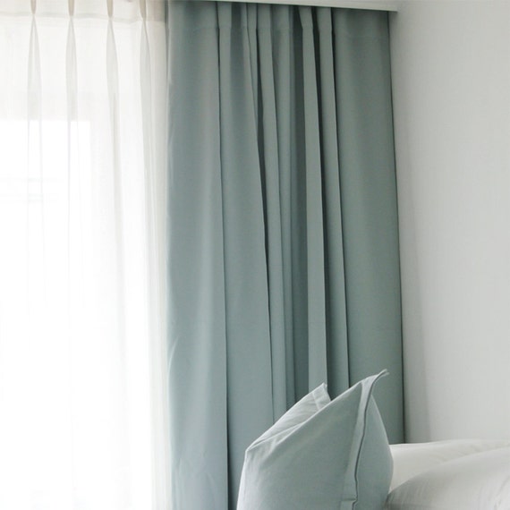 Pale Duck Egg Blue Solid Blackout Curtains Nursery Curtain Etsy