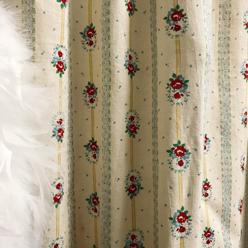 Modern Vintage Red Floral Pattern With Yellow Vertical Stripes - Etsy